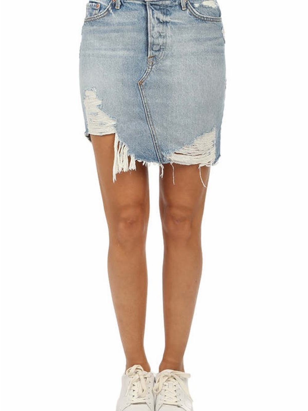 #350-GRLFRND Light Blue Distressed Denim Mini Skirt